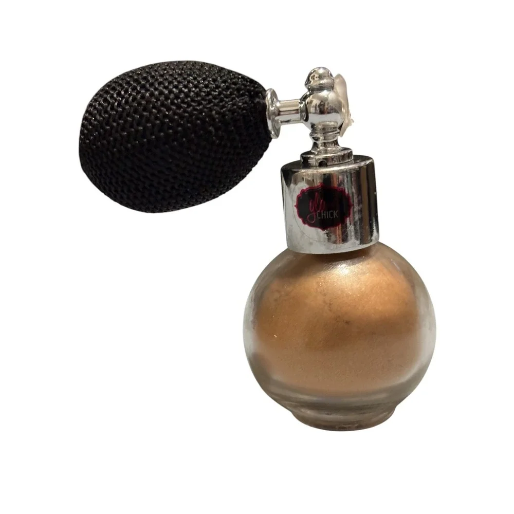 Glam Chick Scented Shimmer Powder Gold Glass Atomizer Bottle 0.33oz New in Box